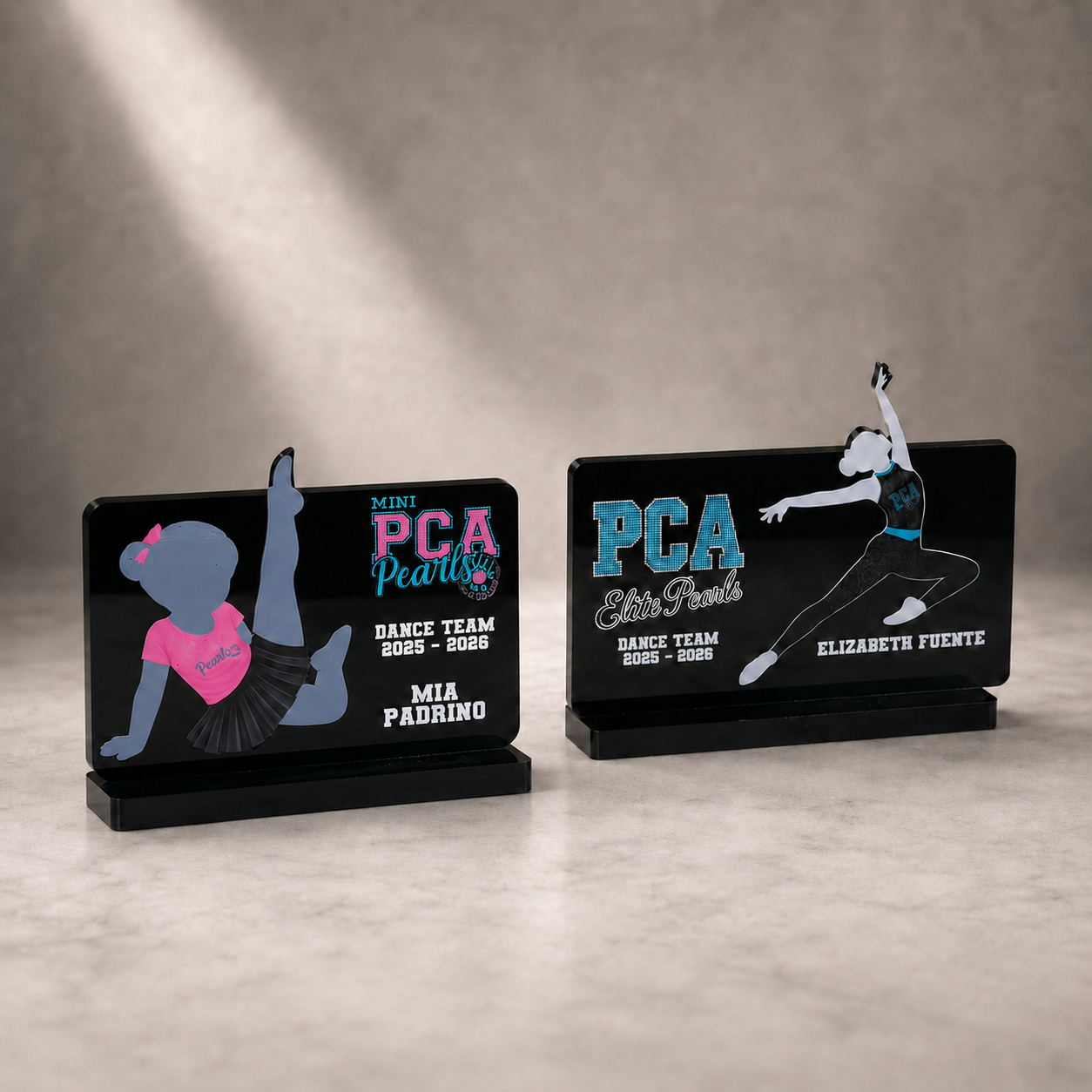 PCA Pearls dance team custom acrylic awards